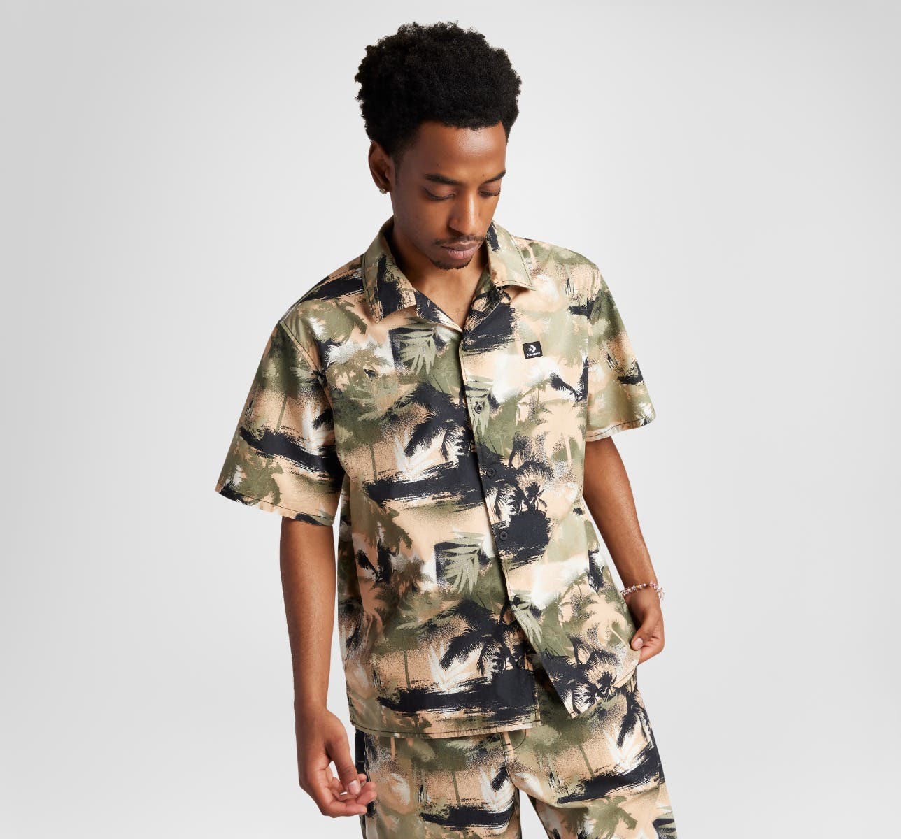 Camisa Festival Button Down Palm Camo