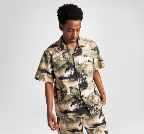 Camisa Festival Button Down Palm Camo