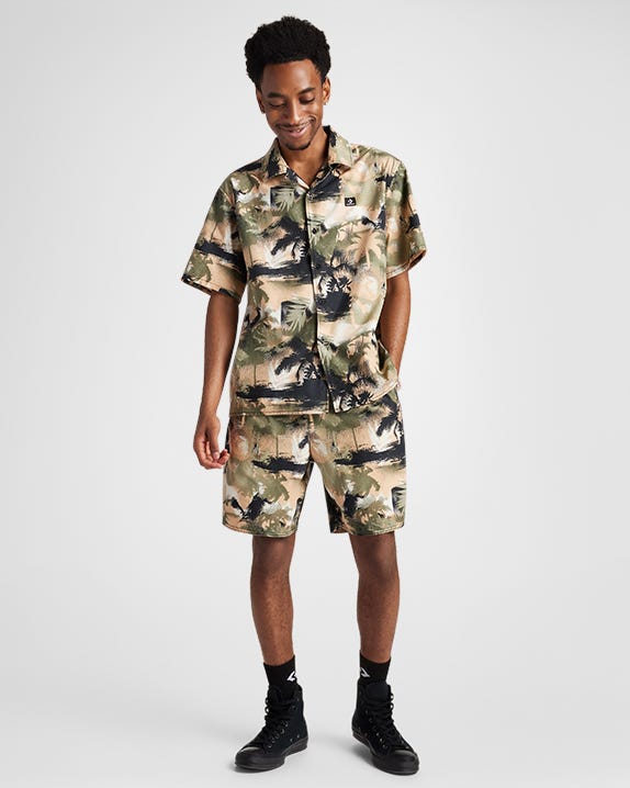 Camisa Festival Button Down Palm Camo