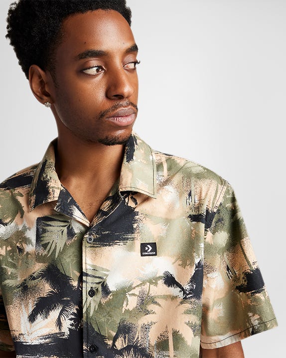 Camisa Festival Button Down Palm Camo