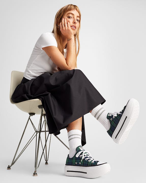 Chuck Taylor All Star Lift Double Stack Plaid Cano Baixo