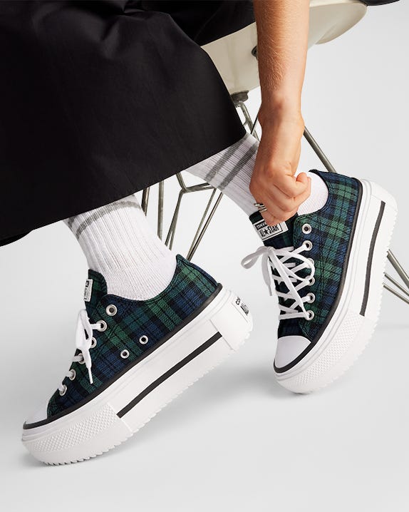 Chuck Taylor All Star Lift Double Stack Plaid Cano Baixo