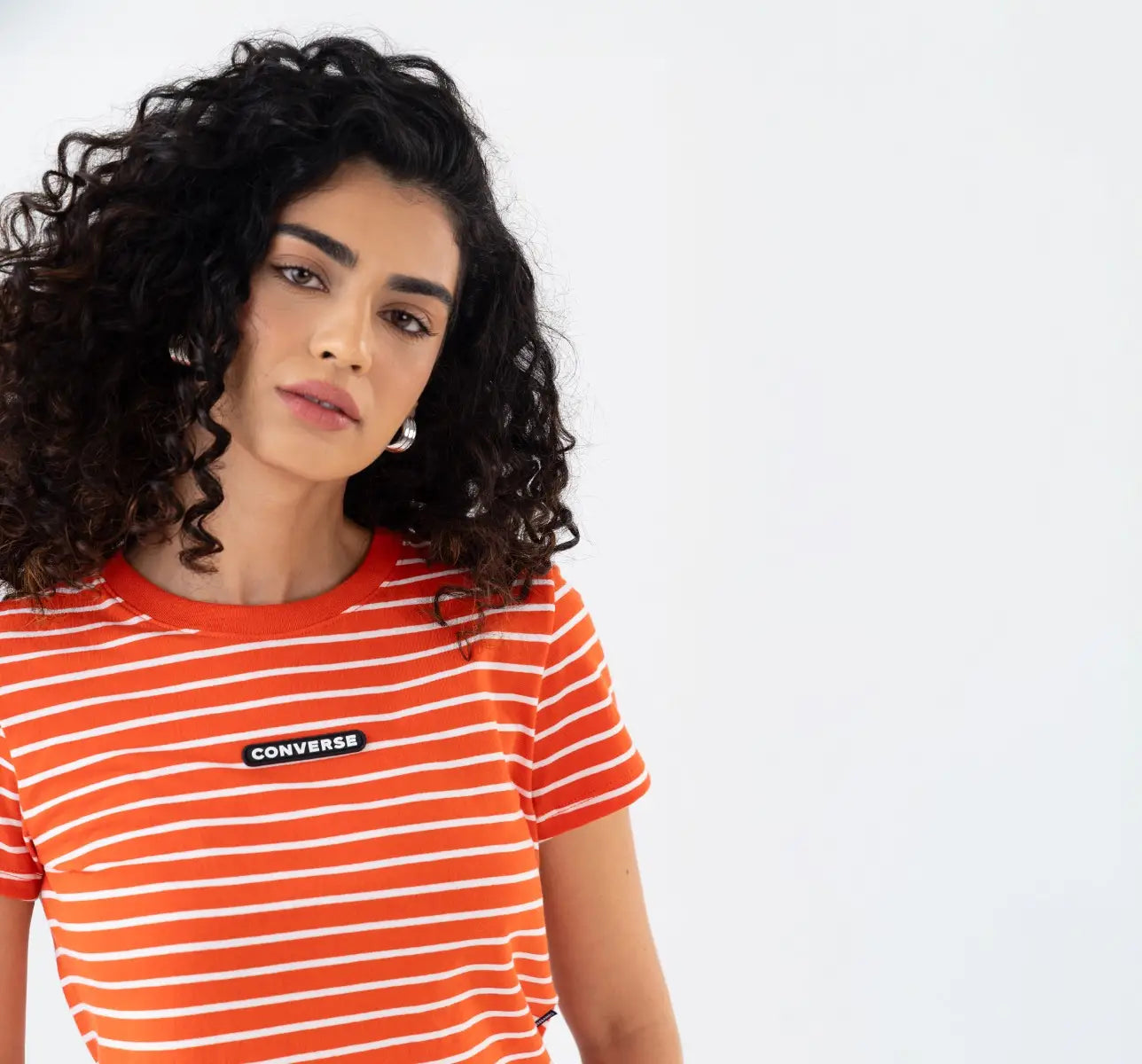Camiseta Cropped Listrado Standard Fit Feminino