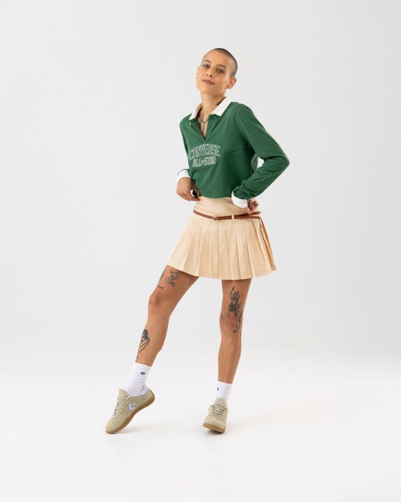 Camiseta Polo Cropped Manga Longa Standard Fit Feminino