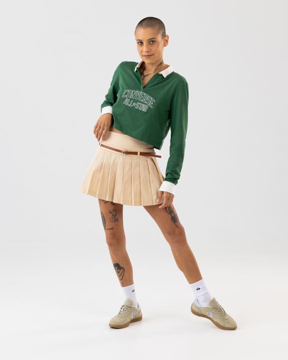Camiseta Polo Cropped Manga Longa Standard Fit Feminino