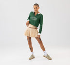 Camiseta Polo Cropped Manga Longa Standard Fit Feminino
