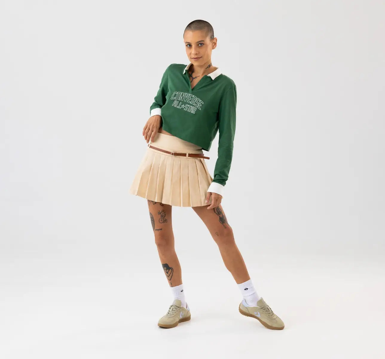Camiseta Polo Cropped Manga Longa Standard Fit Feminino