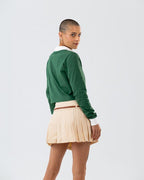 Camiseta Polo Cropped Manga Longa Standard Fit Feminino