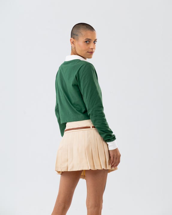 Camiseta Polo Cropped Manga Longa Standard Fit Feminino