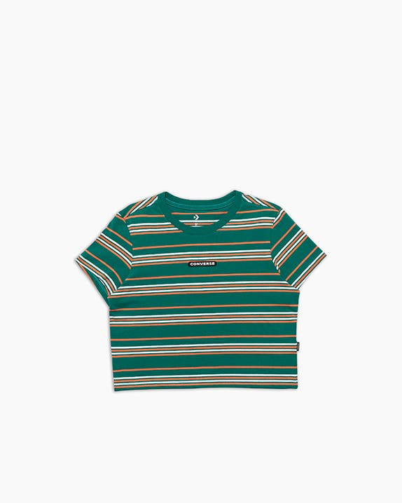 Camiseta Cropped Listrado Standard Fit Feminino