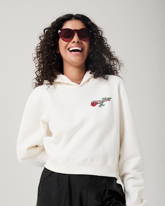 Moletom Flor com Capuz Standard Fit Feminino