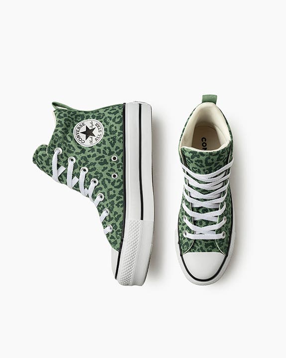 Chuck Taylor All Star Padded Lift Neutral Colors Animal Print Cano Alto