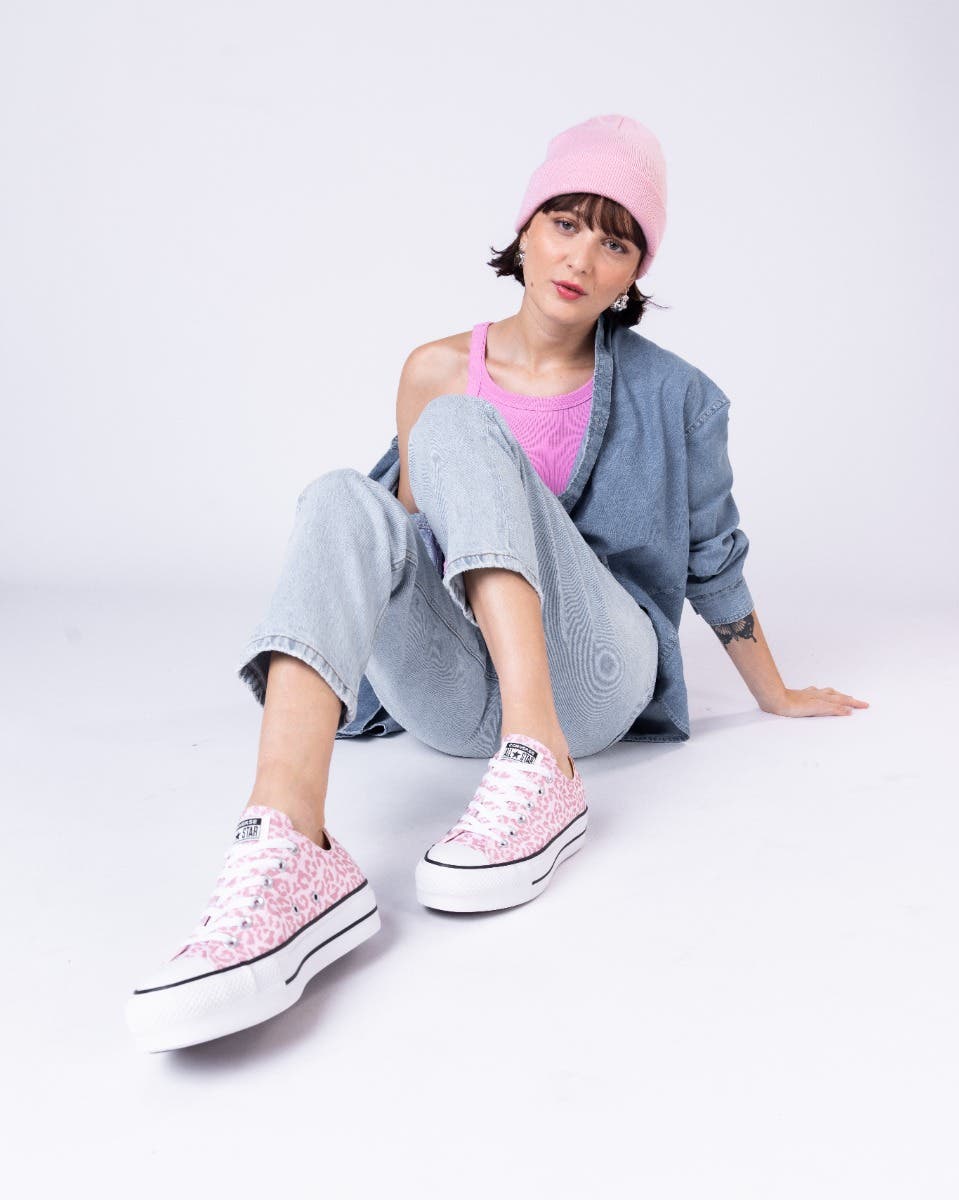 Chuck Taylor All Star Lift Neutral Colors Animal Print Cano Baixo